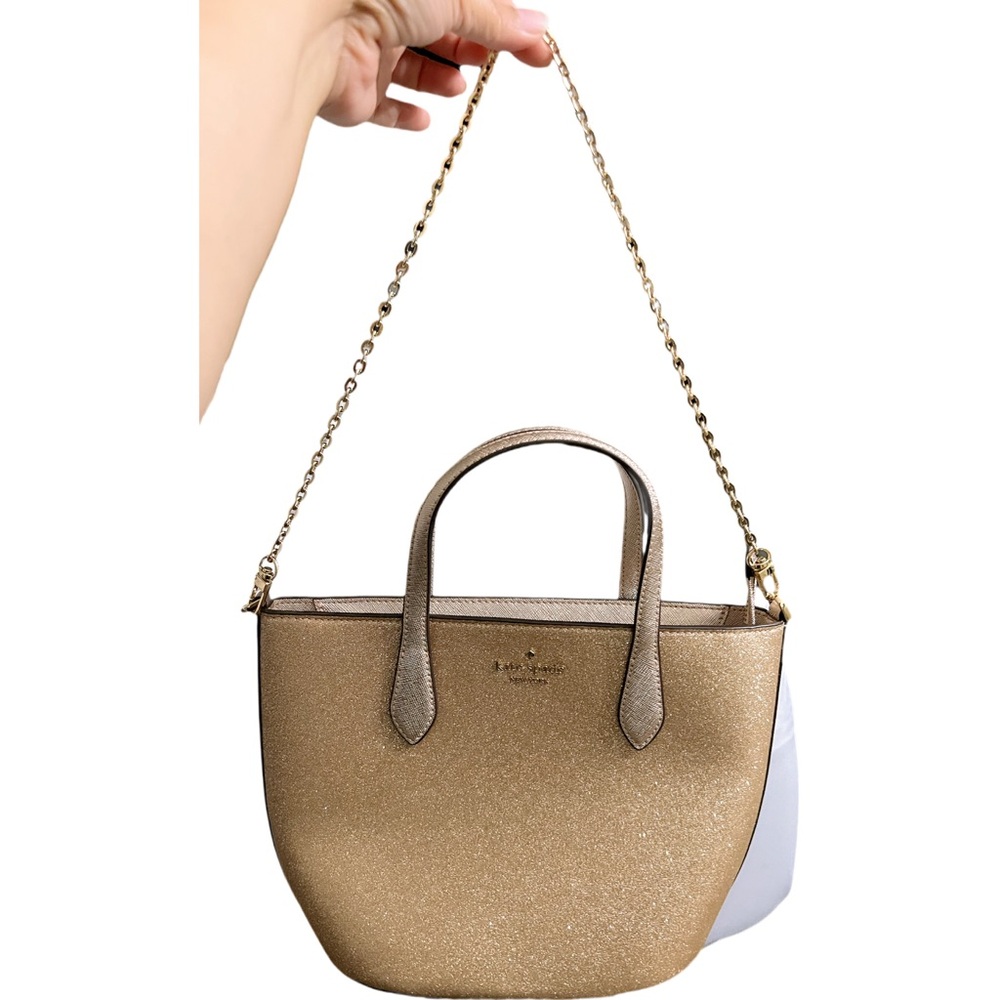Kate Spade Glimmer Satchel in gold glitter fabric - Picture 7 of 10
